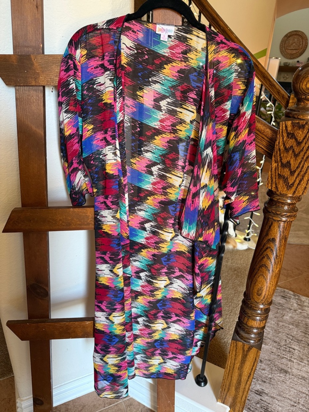 LuLaRoe Multicolor Abstract Swim Coverup - Black, Pink, Blue, Yellow, Teal